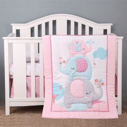 Pink Elephant Crib Bedding set 3-Piece