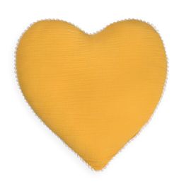 Mustard Heart Tetra Cotton Decorative Pillow
