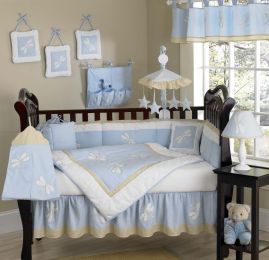 Blue Dragonfly Dreams 6 Piece Cotton Crib Bedding Set For Boys