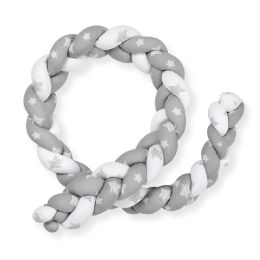 Gray Baby Braided Crib Bumper Knotted Liner Pillow Cushion Cradle Decor (82"/2m)