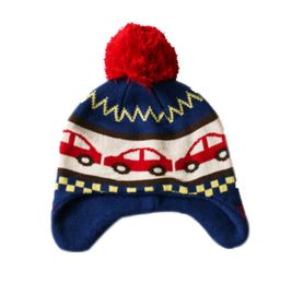Warm Hat Knitted Hat Plus Velvet Ear Protection Hat Cars Pattern(D0101H5FUS7)