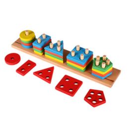 Wooden Early Educational Multicolor Lovely Block Puzzle Toys For Baby(D0101H5HUKA)