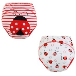 2 PCs Stripe Ladybird Dot Toddlers Reusable Washable Baby Newborn Diaper Pants M(D0101HHMP2W)