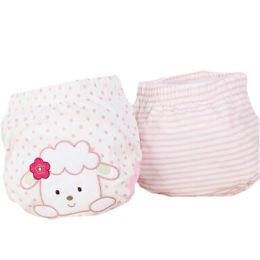 2 PCs Lovely Sheep Pink Toddlers Reusable Washable Baby Newborn Diaper Pants M(D0101HHMPIU)