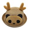 Lovely Baby Straw Bowler Hat Children Bucket Hat Panda Khaki(D0101HRX5BV)
