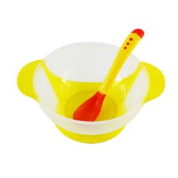 Baby Suction Bowl/ Feeding Bowl And Spoon Set, Yellow(D0101HXD1J7)