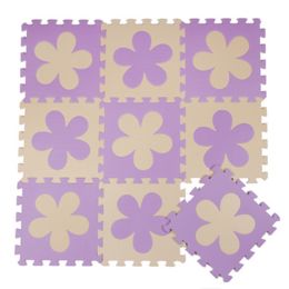 Colorful Waterproof Baby Foam Playmat Set-10pc, Beige / Purple Flower(D0101HXDMTA)