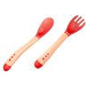 2 PCS Infant Safety Change Color Baby Feeding Spoons Yellow Pink Fork(D0101HXDZWY)