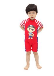 Private Boys Body Suits Red Sun Protective Swimsuit One Piece, 5-6 Years Old(D0101HXLMJA)