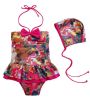 Painted Bowknot Baby Girl Infant One Piece Swimsuit With Swim Cap  8-9 (130cm)(D0101HXLZ6A)