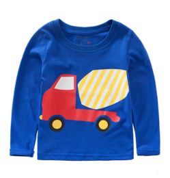 Fashion Spring NEW Blue Cartoon Car Long Sleeve T-Shirt For Cool Boy/100CM(D0101HXYU3W)