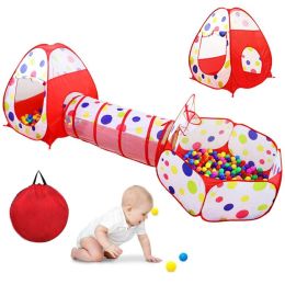 Kids Tent with Tunnel, Ball Pit Play House for Boys Girls, Babies and Toddlers Indoor& Outdoor RT(D0102HP61AU)