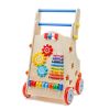 Adjustable Wooden Baby Walker Toddler Toys with Multiple Activity Toys Center(D0102HPI3CY)