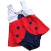 Cute Baby Girls Red Beetle Beach Suit Lovely Swimsuit 2-3 Years Old(90-100cm)(D0101HH8ATG)