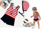 Red Striped Body Suit Sail Baby Boy Swimsuit, Under 2 Years Old, 2T(D0101HXLM4V)