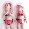 Cute Baby Girls Dot Swimsuit Two Pieces, Red, 1-2 Years Old(D0101HXLD9A)