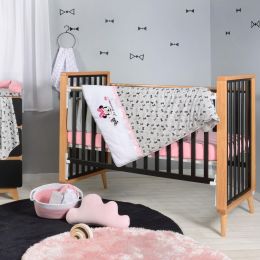 Disney Pink Minnie Mouse Cotton 3 Piece Crib Bedding Set For Girls