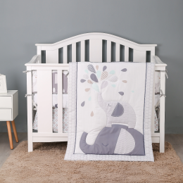 Grey Elephant Crib Bedding set 3-Piece