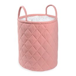 Pink Quilted storage Bag With Handle Tetra Storage Bin Closet Toy Box Container Organizer Fabric Bas