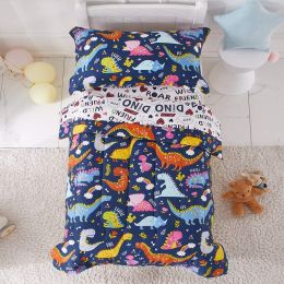 Dinosaur Printed Navy Bedding Set Colorful